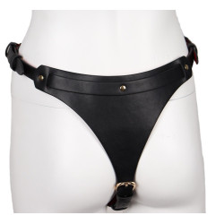 Kinky Party Ensemble Ouvert 2 Pièces Leathcrossed Noir et Rouge